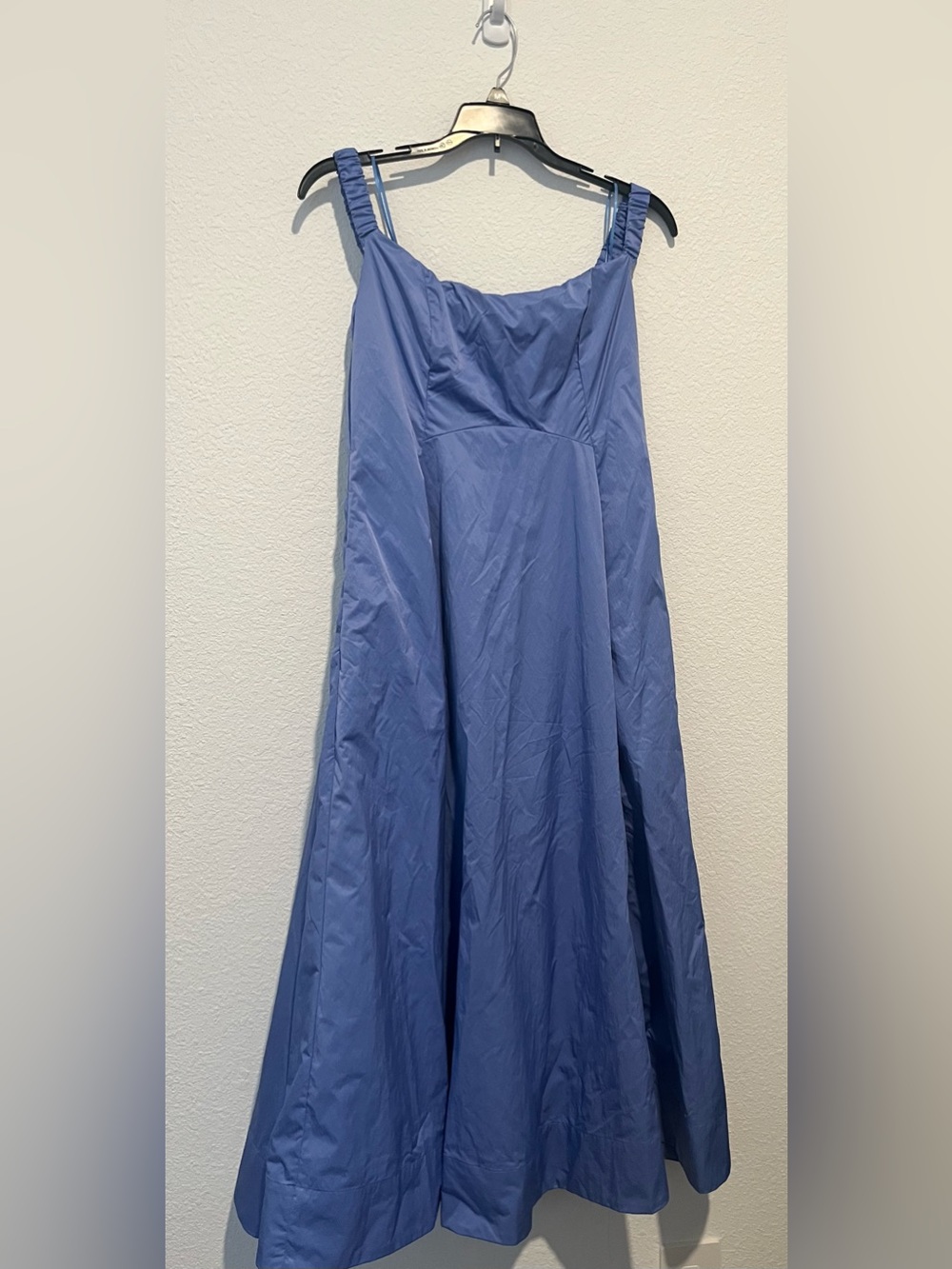 Free People Alinda Dress in Blue Iris Off the Shoulder Midi Pockets Size 10 - Picture 2 of 11